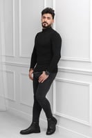 بلوفر شتوي رجالي هاينك منقوش برقبة نصف الياقة - بل...