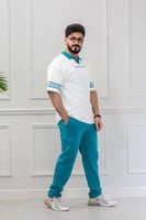 طقم رجالي صيفي كاجوال اوفر سايز تيشرت بياقة قميص ب...