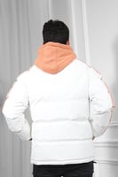 جاكيت رجالي شتوي منفوخ ومبطن بقبعة قطنية وخطوط على...