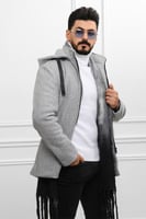 معطف رجالي شتوي طويل مزود بقبعة وجيوب