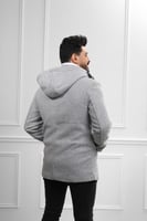 معطف رجالي شتوي طويل مزود بقبعة وجيوب