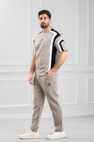 طقم رجالي أوفر سايز نص كم بنطال طويل