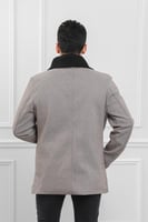 معطف بياقة عالية بمظهر صوف - معطف شتوي بمظهر صوف