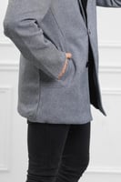 معطف بياقة عالية بمظهر صوف - معطف شتوي بمظهر صوف