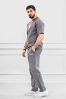 طقم رجالي أوفر سايز نص كم بنطال طويل