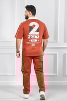 طقم رجالي صيفي كاجوال اوفر سايز بنطال طويل - طقم ب...