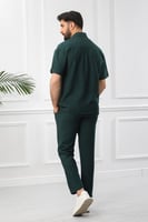 طقم رجالي بحري طويل سادة بأكمام قصيرة