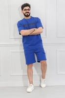 طقم رجالي اوفر سايز شورت - طقم شورت رجالي أزرق