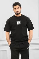 طقم رجالي أوفر سايز نص كم بنطال طويل