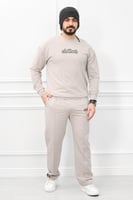 طقم رجالي شتوي كاجوال مزود بطبعة وبنطال واسع