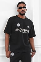 طقم رجالي صيفي كاجوال اوفر سايز مكون من تيشرت بطبع...