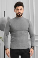 بلوفر شتوي رجالي هاينك منقوش برقبة نصف الياقة - بل...