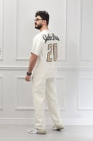 طقم رجالي صيفي كاجوال اوفر سايز تيشرت بطباعة كبيرة...