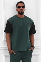 طقم رجالي صيفي كاجوال اوفر سايز مكون من تيشرت بطبع...