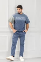 طقم رجالي أوفر سايز نص كم بجيب جانبيه