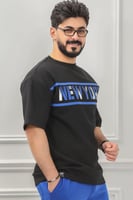 طقم رجالي صيفي كاجوال اوفر سايز بتيشرت طبعة عريضة...