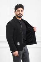 جاكيت رجالي شتوي سحاب فرو بجيب جانبية