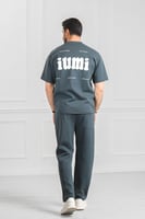 طقم رجالي أوفر سايز نص كم بنطال طويل