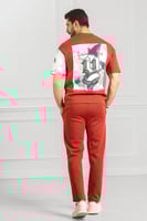 طقم رجالي أوفر سايز نص كم بنطال طويل