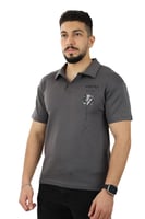 تيشرت رجالي صيفي اوفر سايز بياقة بولو وطباعة على ط...