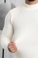 بلوفر شتوي رجالي هاينك منقوش برقبة نصف الياقة - بل...