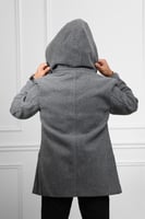 معطف رجالي شتوي طويل مزود بقبعة وجيوب