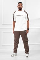 طقم رجالي صيفي كاجوال اوفر سايز مكون من تيشرت بخطو...