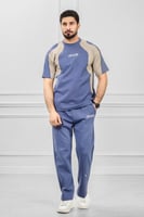 طقم رجالي أوفر سايز نص كم بنطال طويل