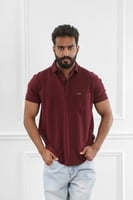 تيشرت رجالي صيفي بياقة بولو وأزرار مع جيبة على الص...