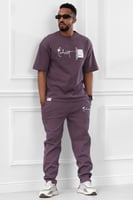 طقم رجالي صيفي كاجوال اوفر سايز بنطال طويل