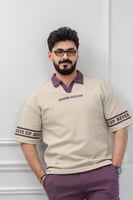 طقم رجالي صيفي كاجوال اوفر سايز تيشرت بياقة قميص ب...