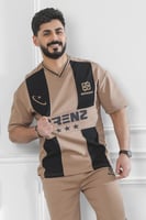 طقم رجالي صيفي كاجوال اوفر سايز بنطال طويل تيشرت ب...