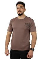 تيشرت رجالي اوفر سايز بياقة مدورة مغلقة وطباعة على...