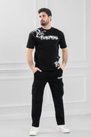 طقم رجالي أوفر سايز نص كم بجيب جانبيه