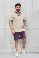طقم رجالي اوفر سايز شورت - طقم رجالي شورت أبيض