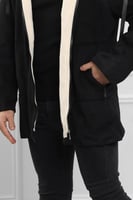 معطف رجالي شتوي بمظهر صوف مبطن بالفرو مزود بجيوب