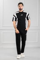 طقم رجالي أوفر سايز نص كم بنطال طويل