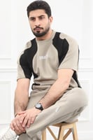 طقم رجالي أوفر سايز نص كم بنطال طويل