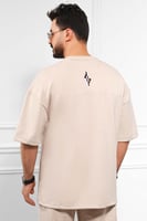 طقم رجالي صيفي كاجوال اوفر سايز بنطال طويل بطبعة ع...