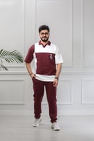 طقم رجالي صيفي كاجوال اوفر سايز ببتيشرت بياقة قميص...