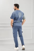 طقم رجالي أوفر سايز نص كم بجيب جانبيه