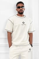 طقم رجالي صيفي كاجوال اوفر سايز مكون من تيشرت و بن...