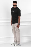 طقم رجالي صيفي كاجوال اوفر سايز مكون من تيشرت بلون...