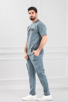 طقم رجالي أوفر سايز نص كم بجيب جانبيه