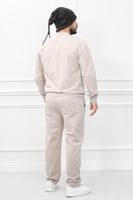 طقم رجالي شتوي كاجوال مزود بطبعة وبنطال واسع