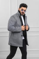 معطف بياقة عالية بمظهر صوف - معطف شتوي بمظهر صوف