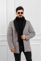 معطف بياقة عالية بمظهر صوف - معطف شتوي بمظهر صوف