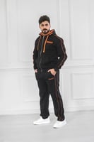 طقم رجالي شتوي دبل كاب وقبعة وخطوط على الجوانب