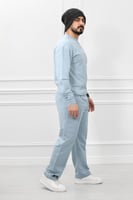 طقم رجالي شتوي كاجوال مزود بطبعة وبنطال واسع