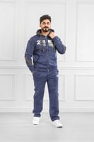 طقم رجالي شتوي دبل كاب فرو بسحاب وطبعة على الصدر